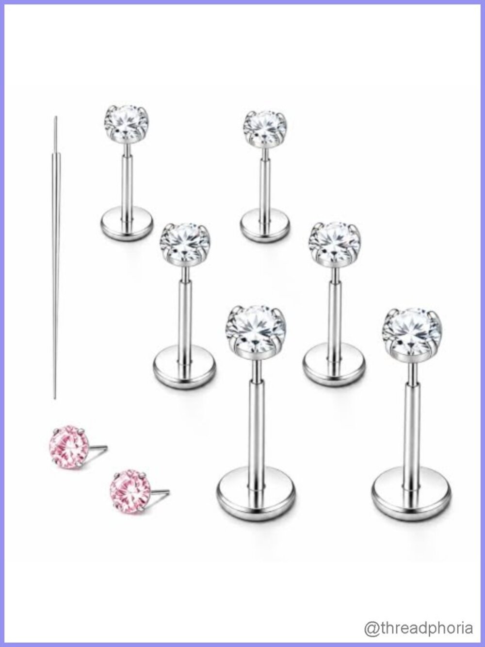 G23 Titanium Stud Earrings 20G Threadless Hypoallergenic Cartilage Nose Ring